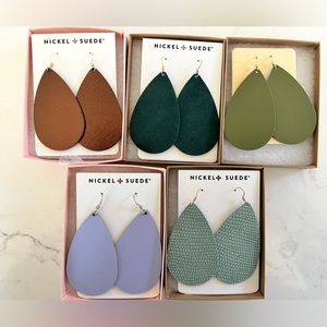 Nickel & Suede Medium Teardrops